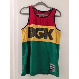 DGK Colorblock Tank Top Medium Rasta Colors Red Yellow Green Cotton Mens Casual